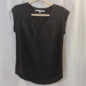 NWT Collective Concepts Size Small 100% Silk Black Cap Sleeved Tank